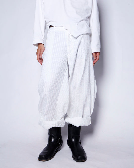 vintage textured stripe wide trousers