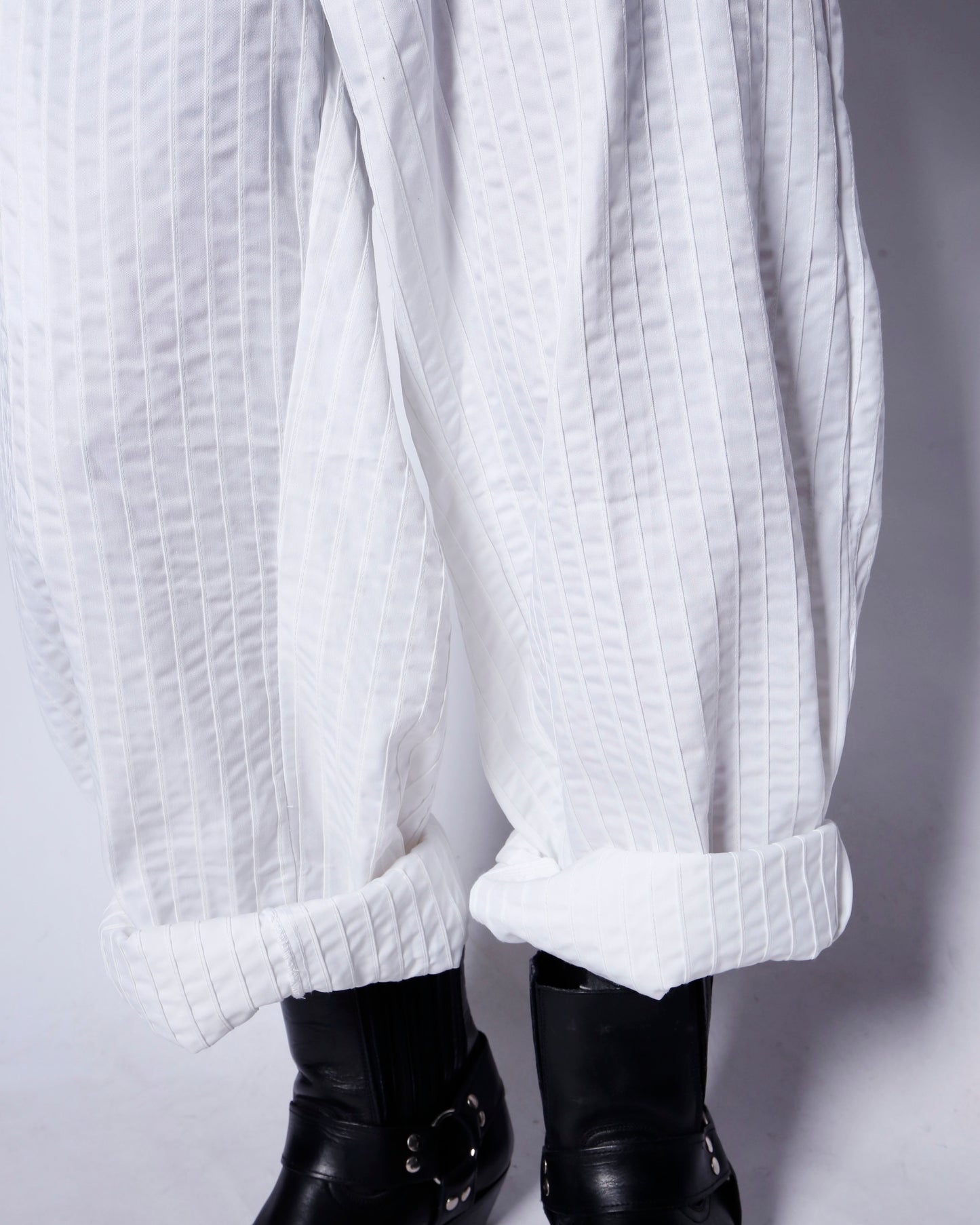 vintage textured stripe wide trousers
