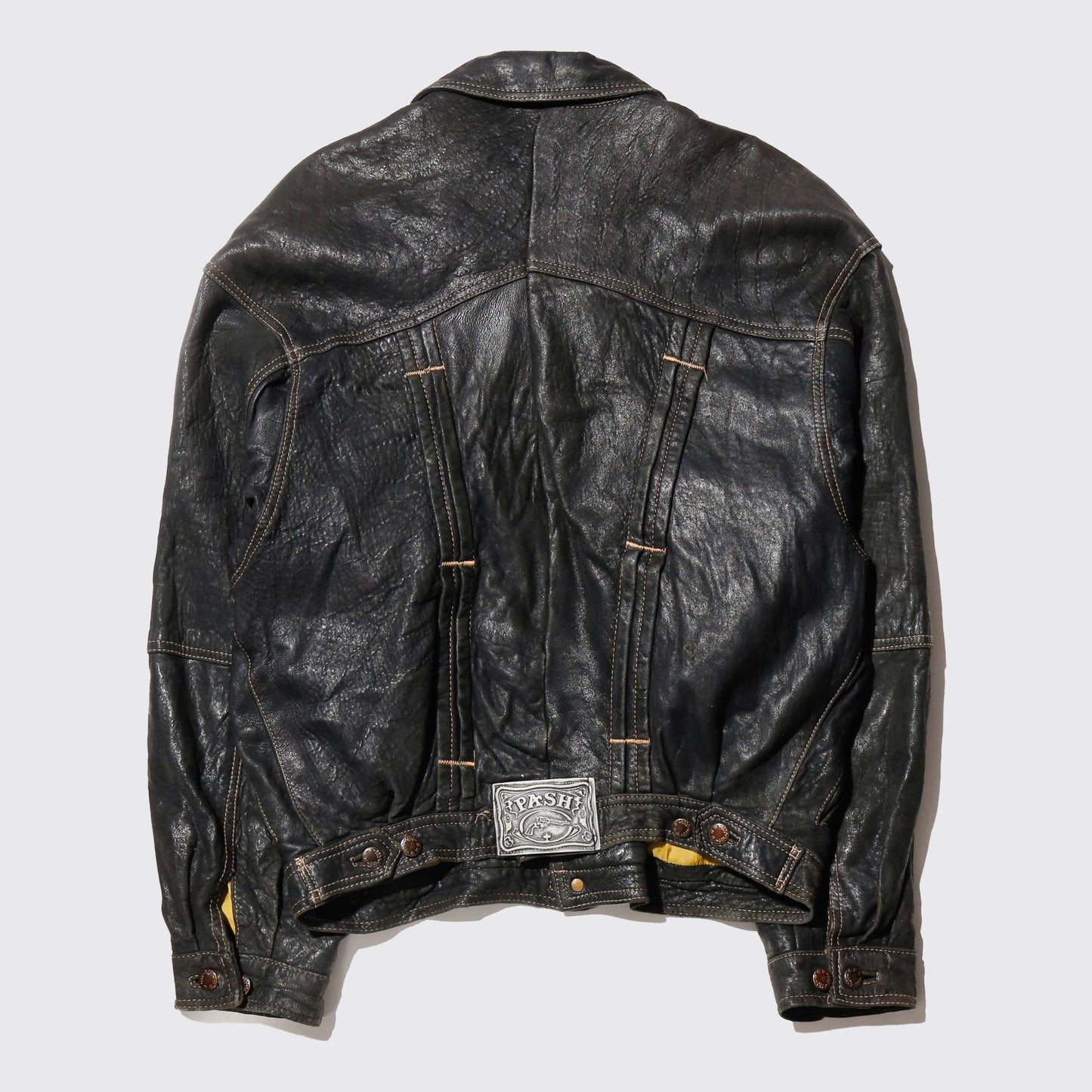vintage 80's euro stiched leather trucker jacket