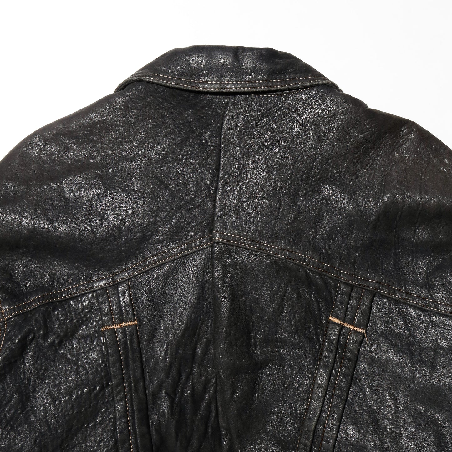 vintage 80's euro stiched leather trucker jacket