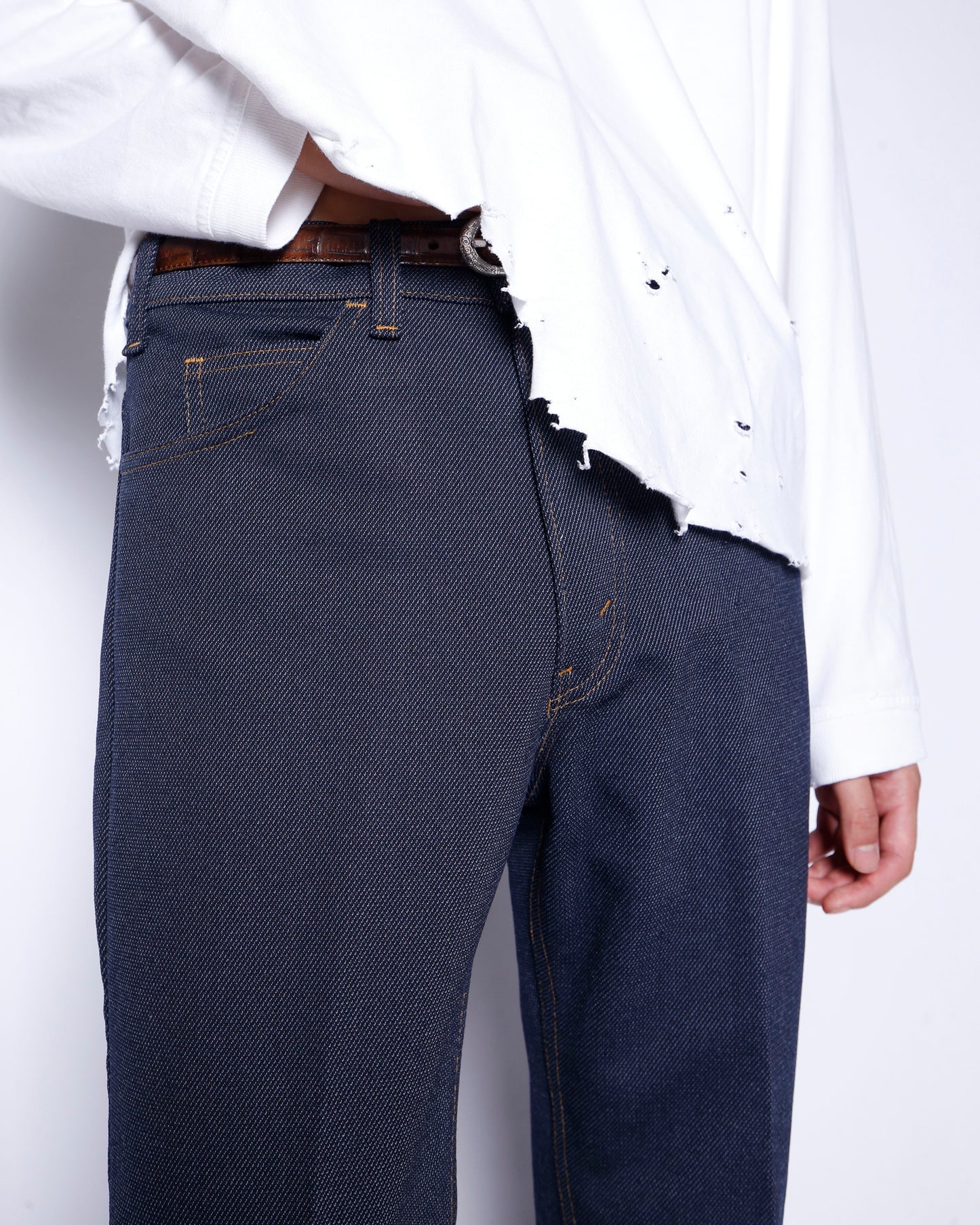 vintage 70's levi's poly 5p flare trousers