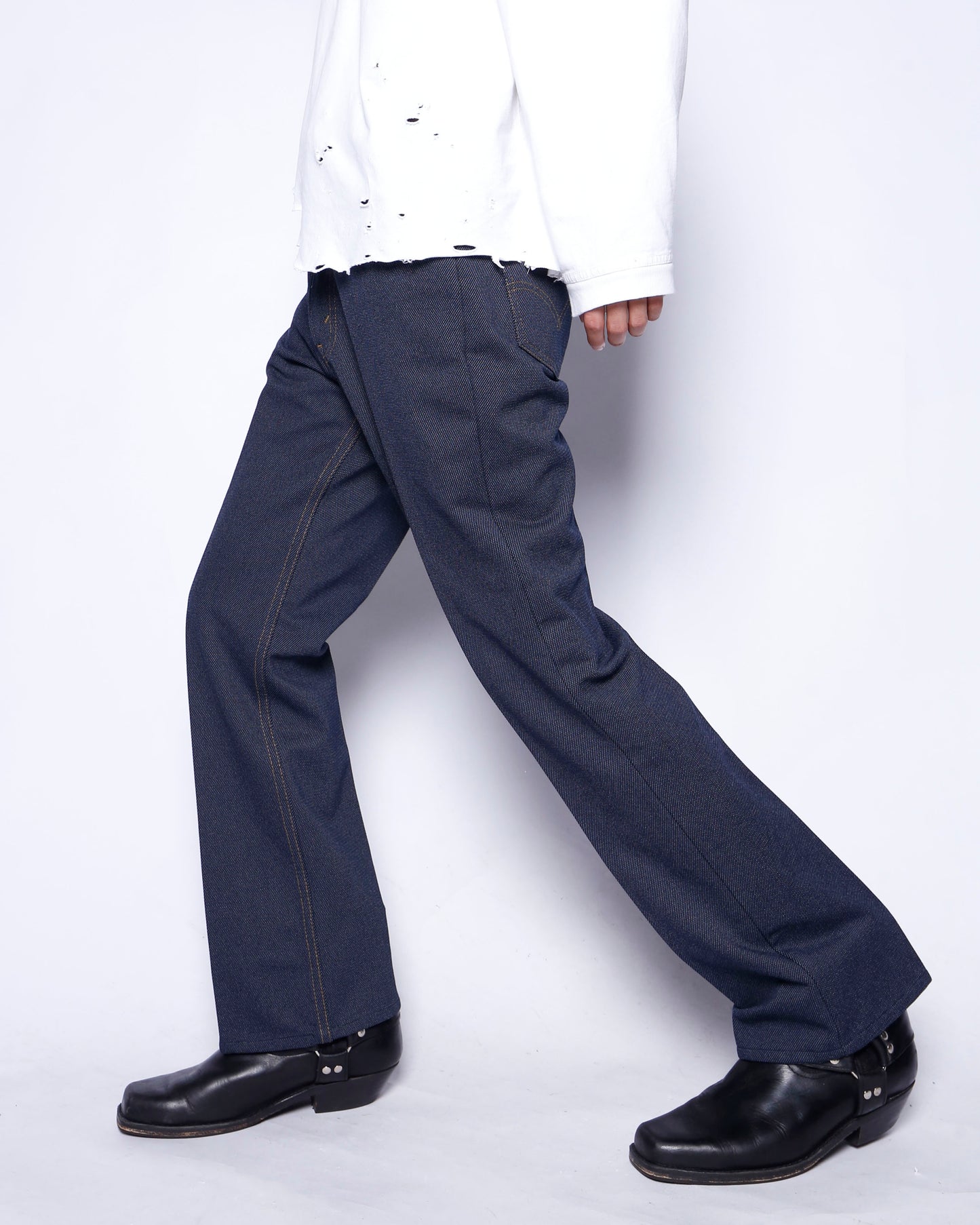 vintage 70's levi's poly 5p flare trousers