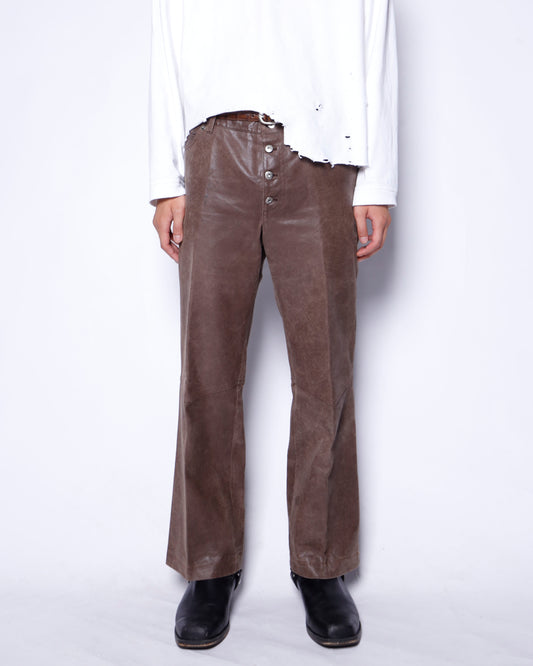 vintage 5p leather flare trousers