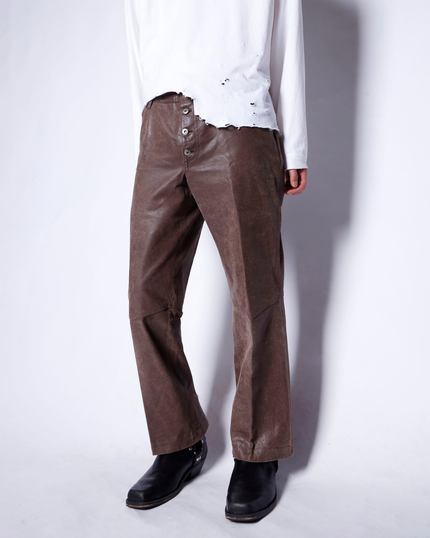 vintage 5p leather flare trousers