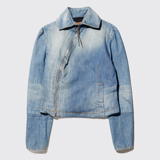 vintage euro cropped slanting denim jacket