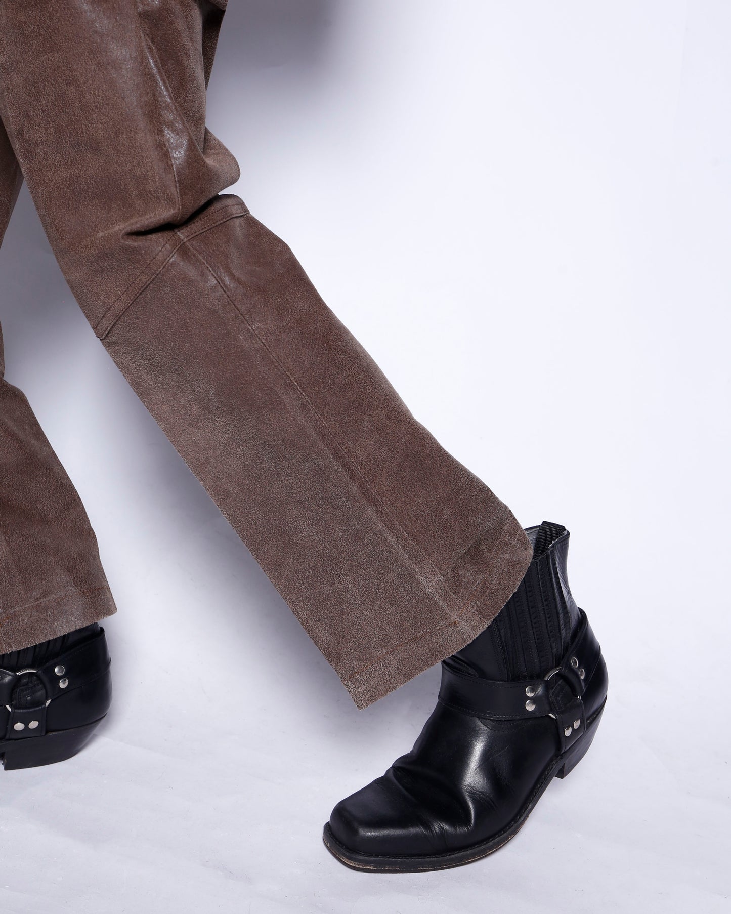 vintage 5p leather flare trousers