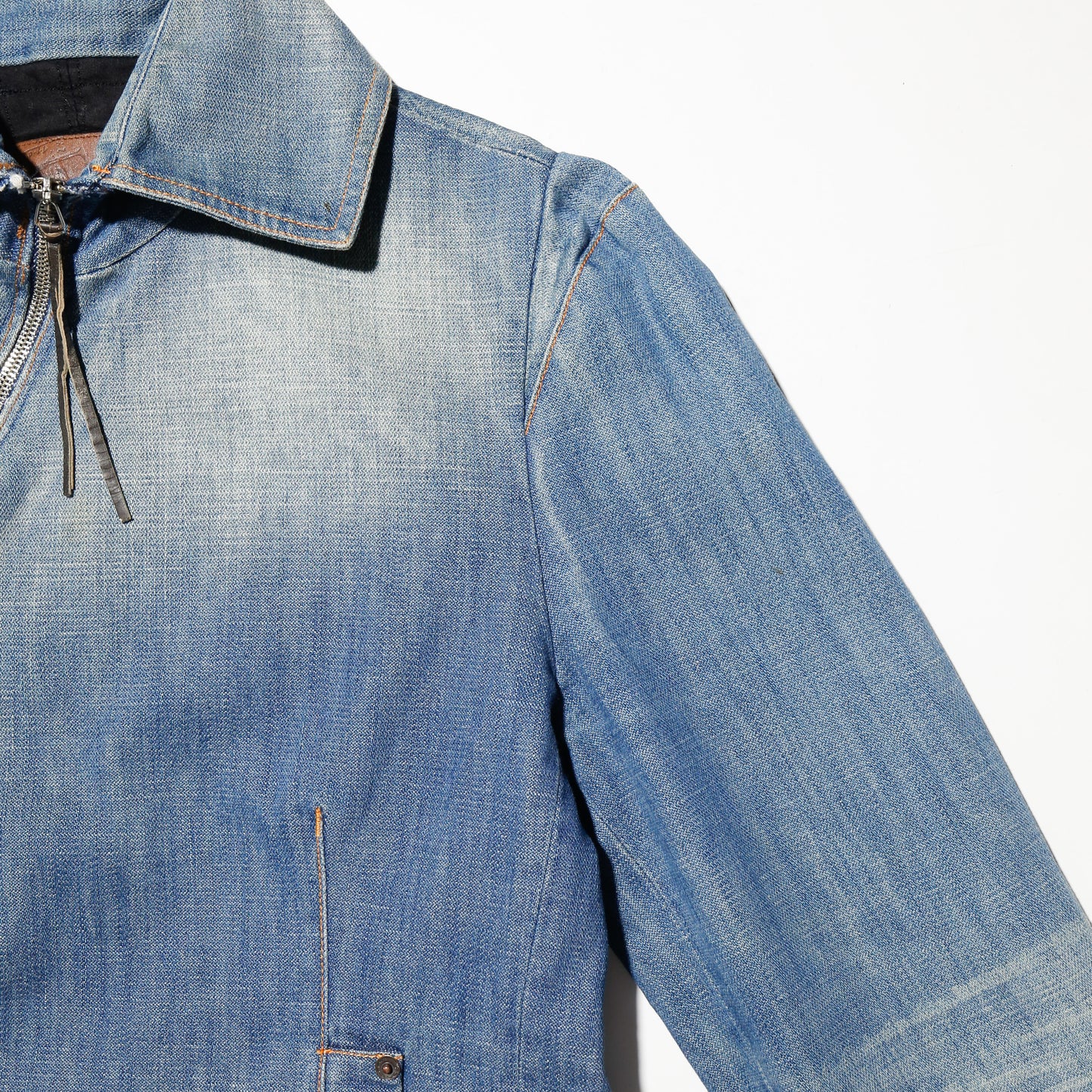 vintage euro cropped slanting denim jacket