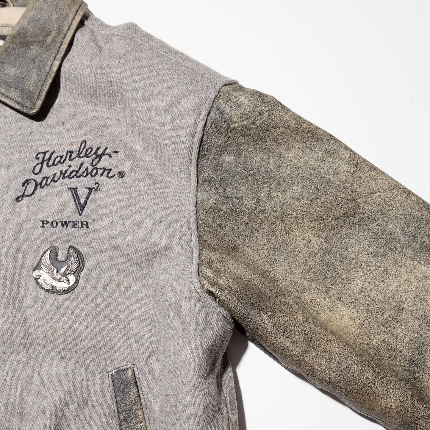 vintage harley davidson faded varsity jacket