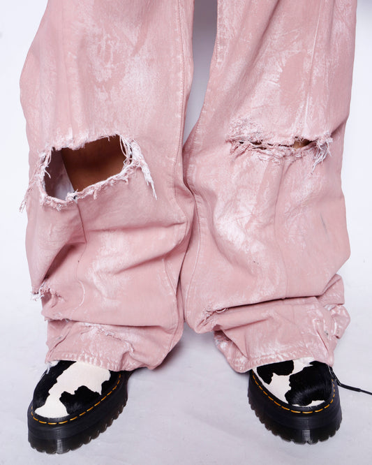*one-off broken upside down jeans: model- dust pink