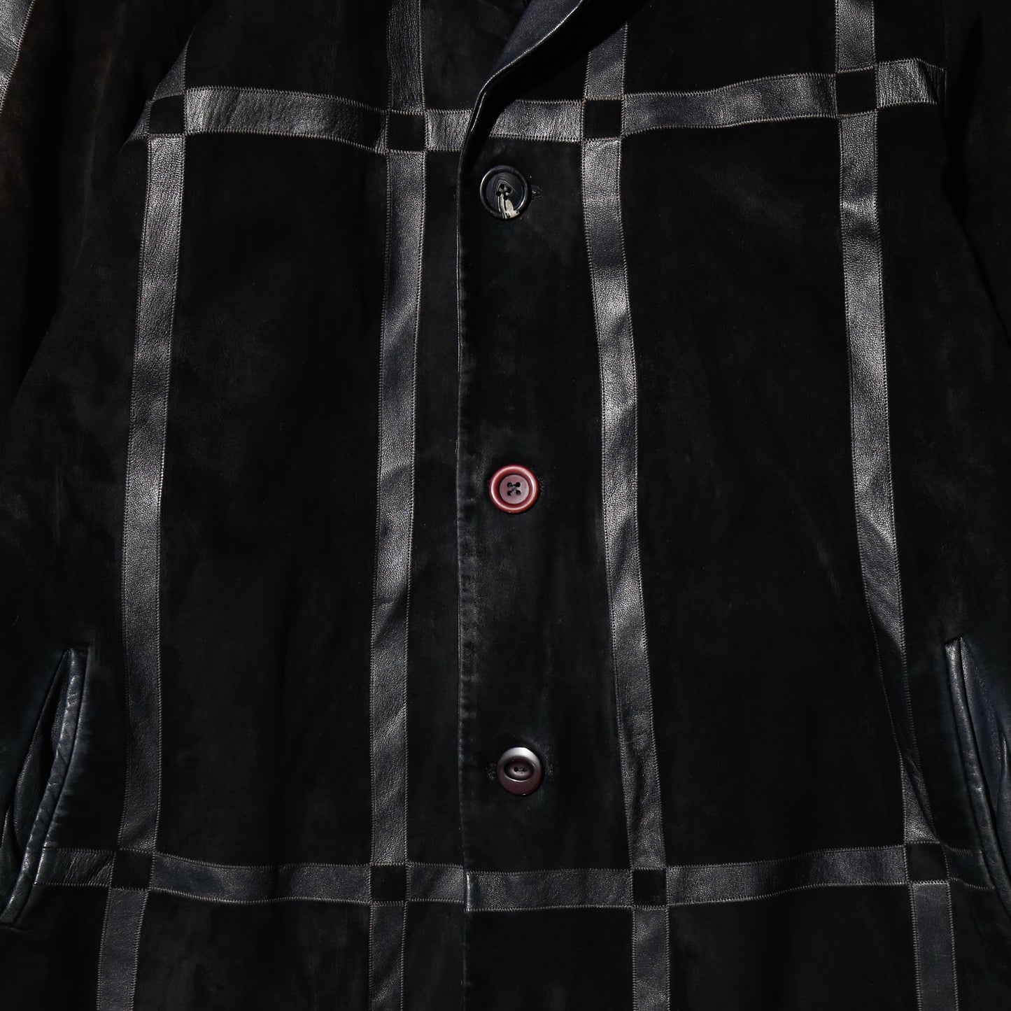 vintage euro louis armand grid leather coat