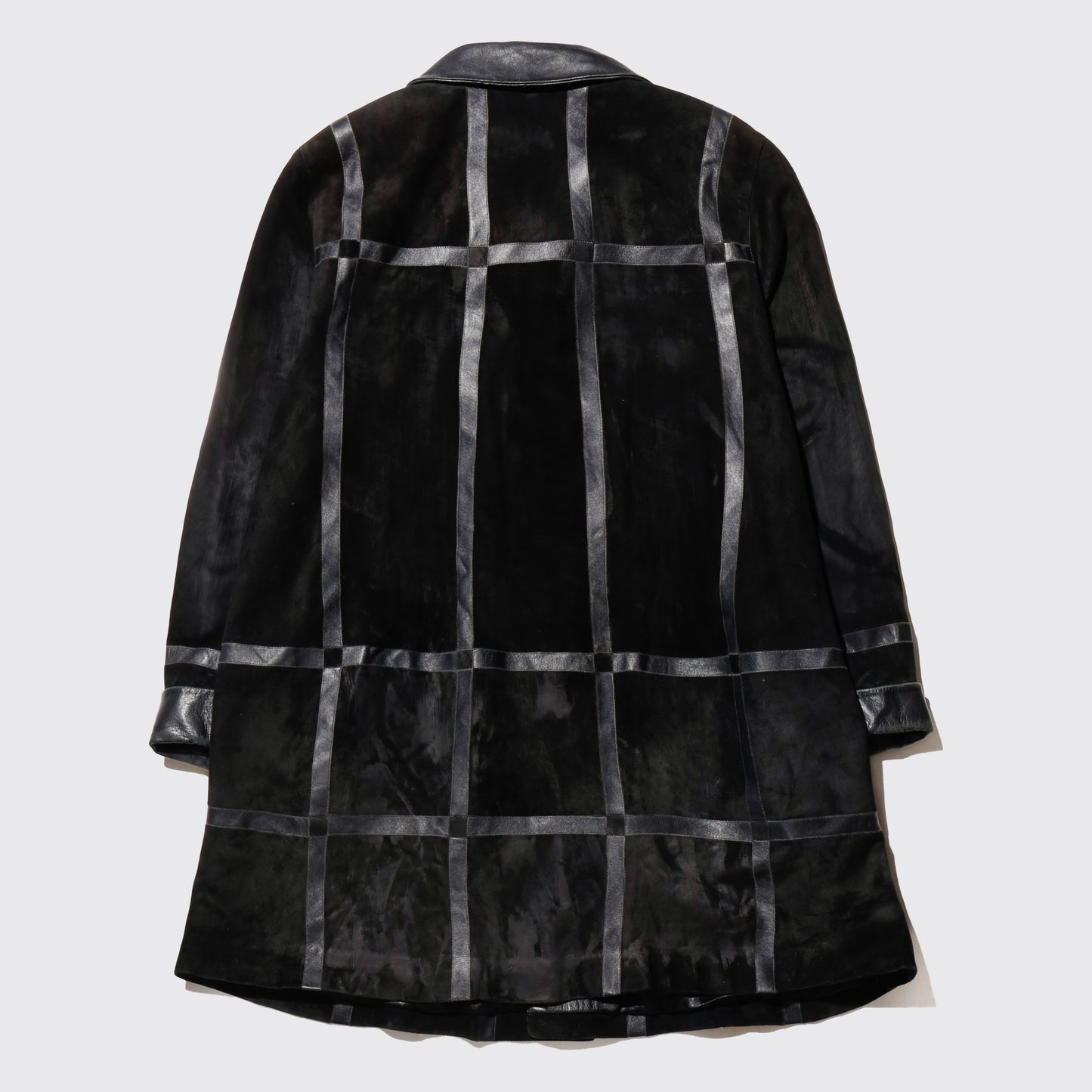 vintage euro louis armand grid leather coat