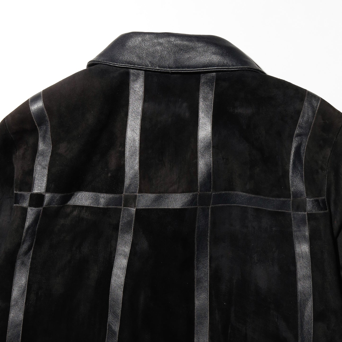 vintage euro louis armand grid leather coat