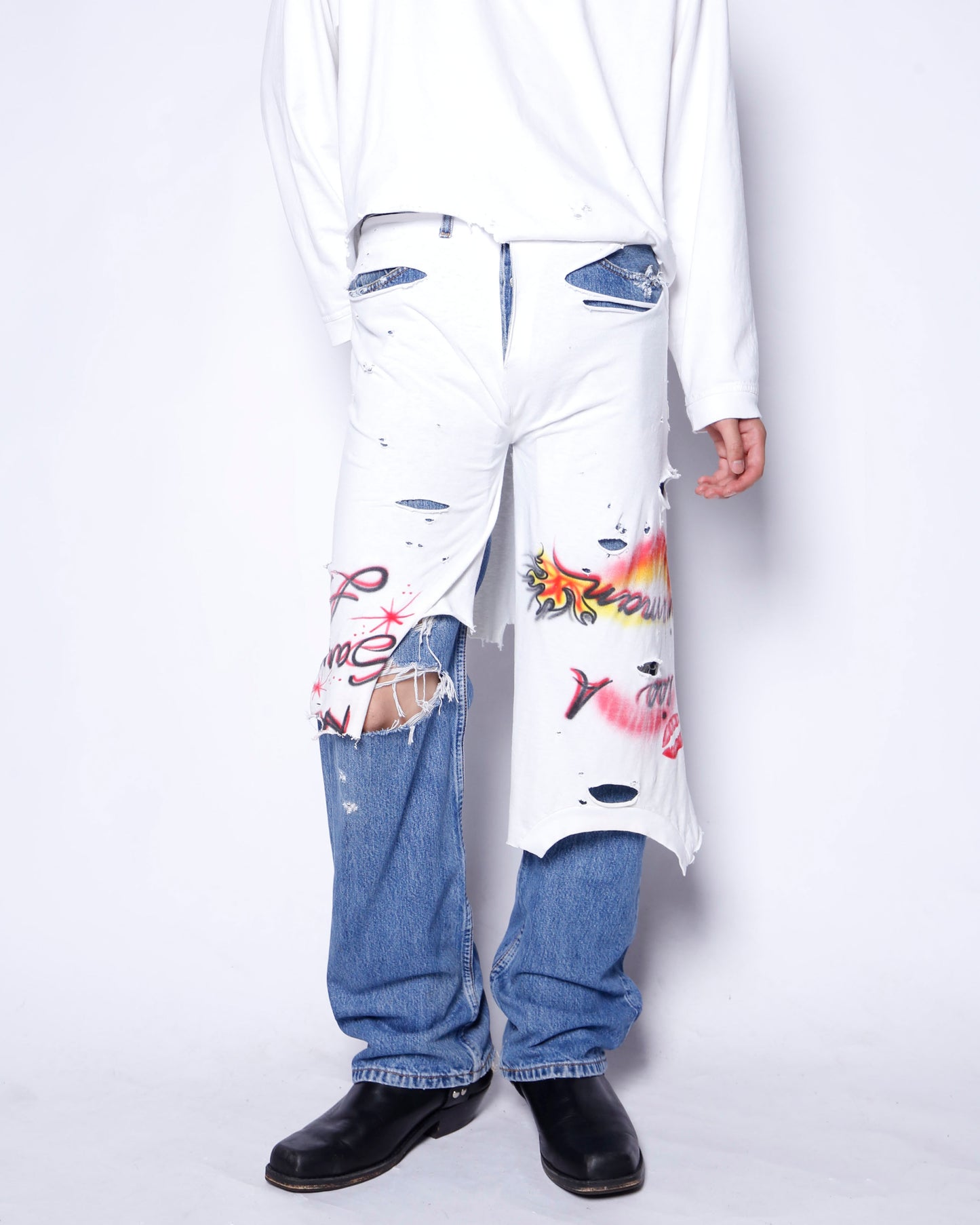 *one-off broken layered trousers