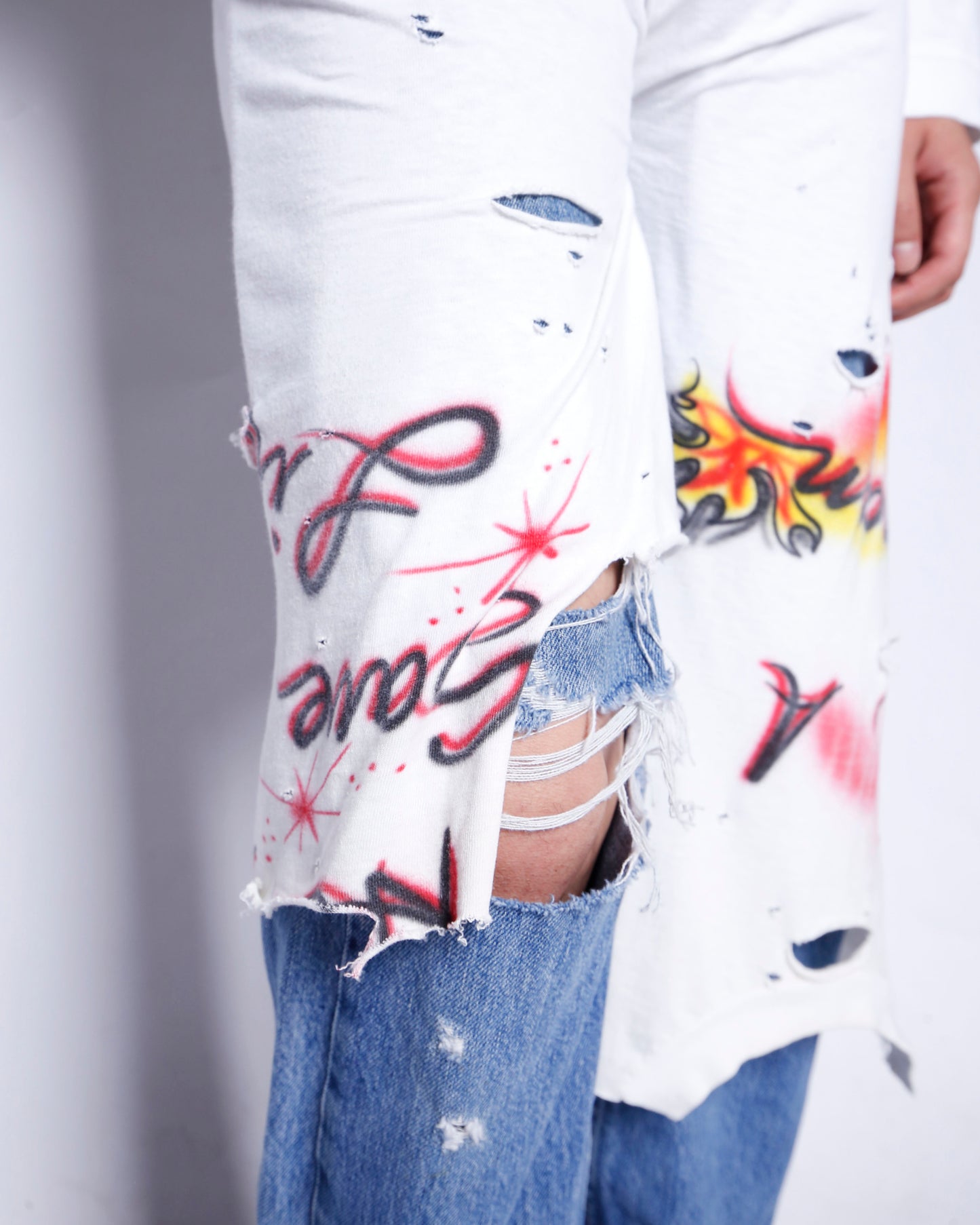 *one-off broken layered trousers
