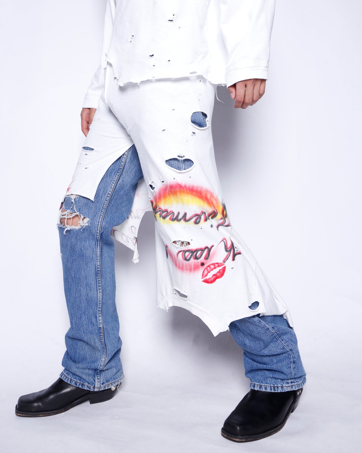 *one-off broken layered trousers