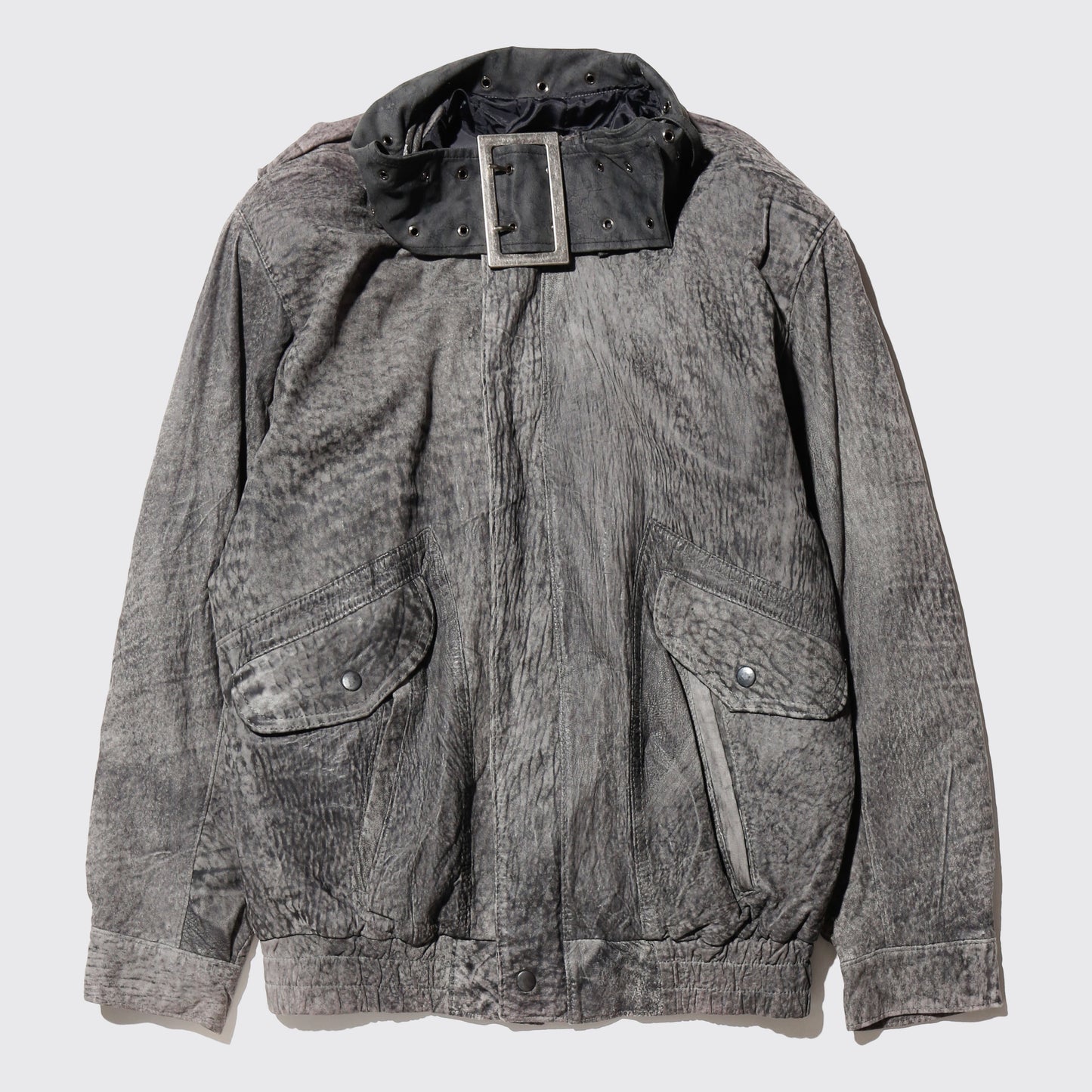 *one-off buckle collar aviator leather jacket