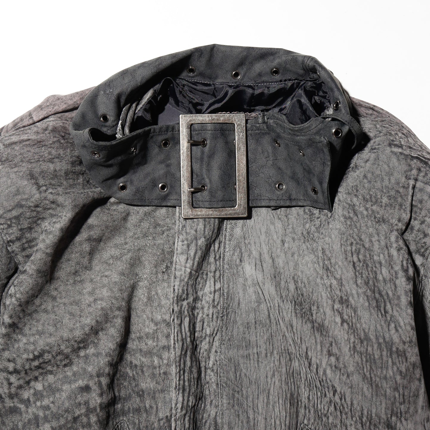 *one-off buckle collar aviator leather jacket