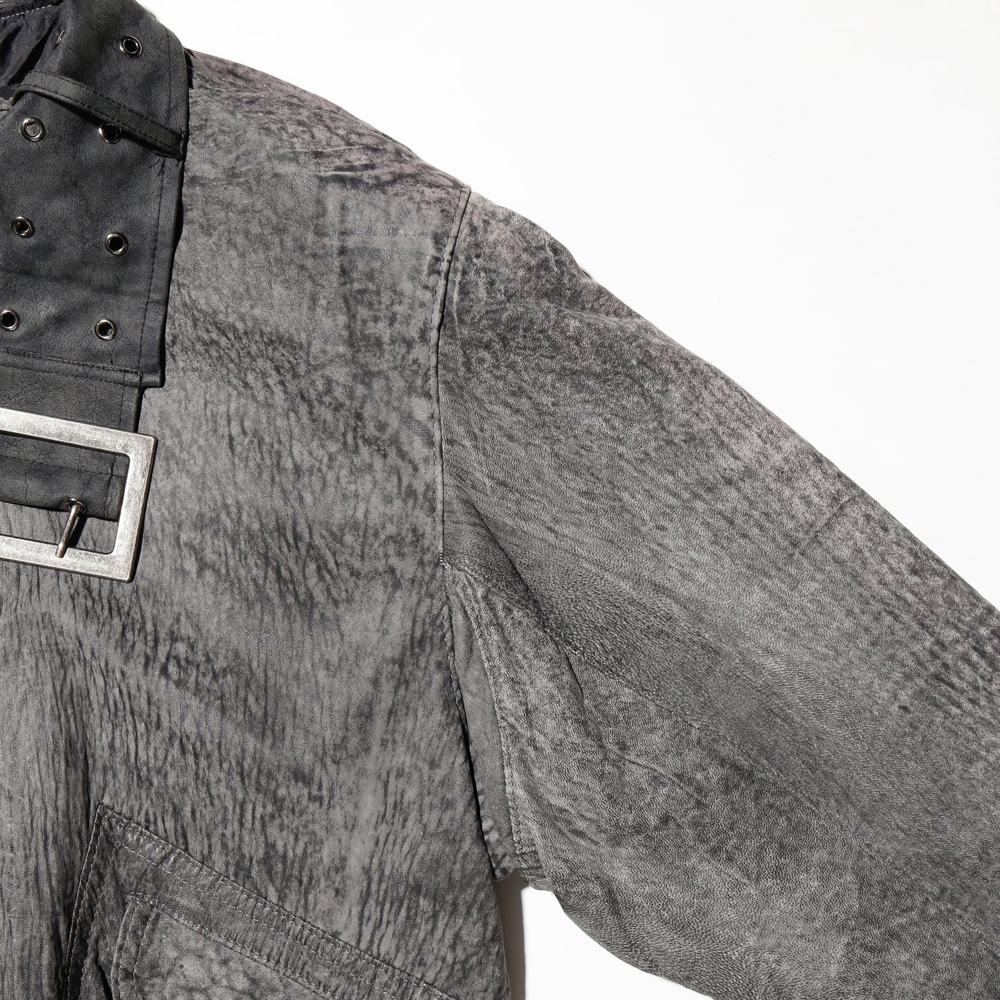 *one-off buckle collar aviator leather jacket