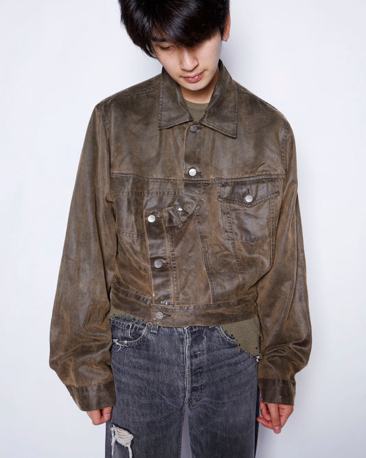 *one-off unbalance wax trucker jacket