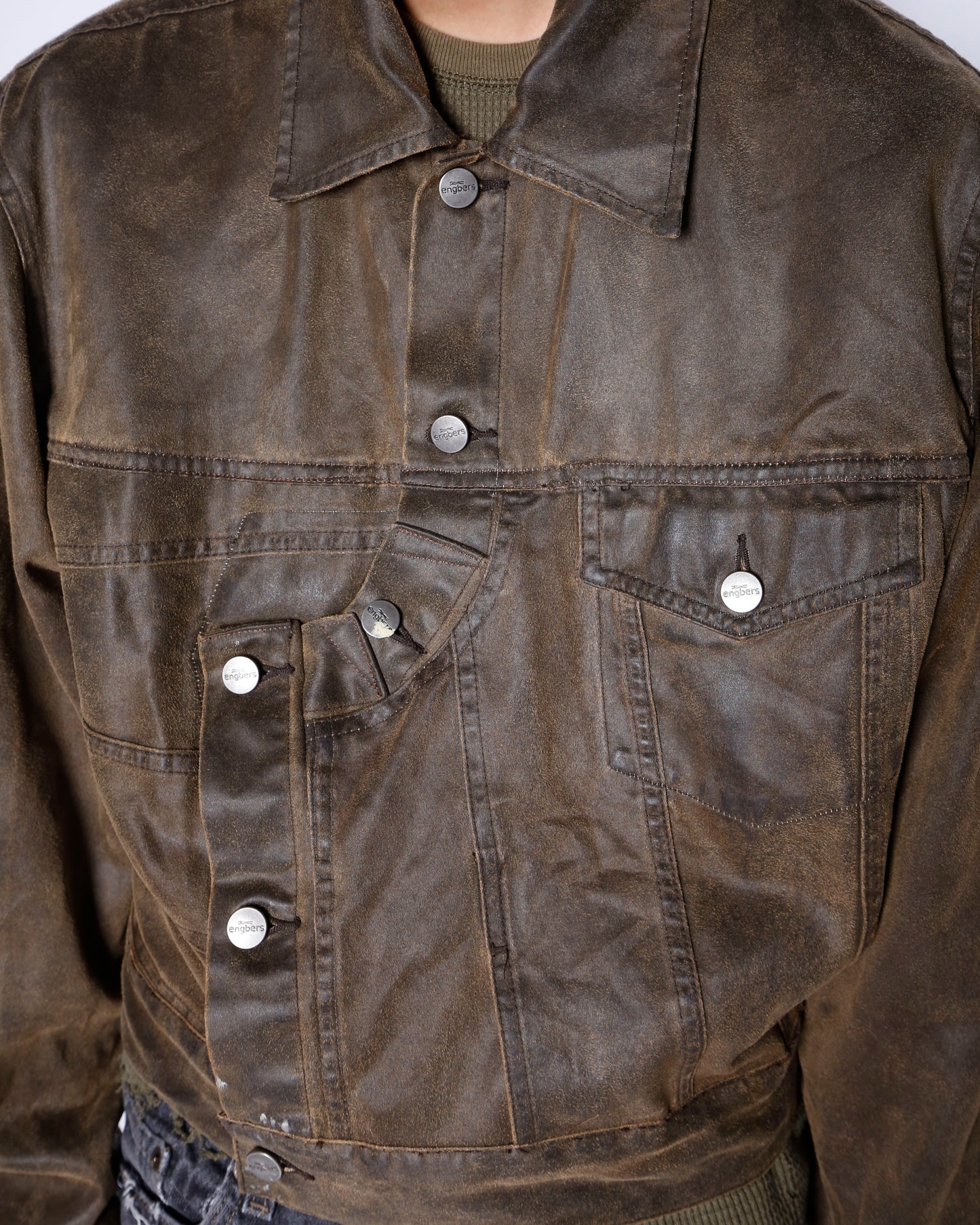 *one-off unbalance wax trucker jacket