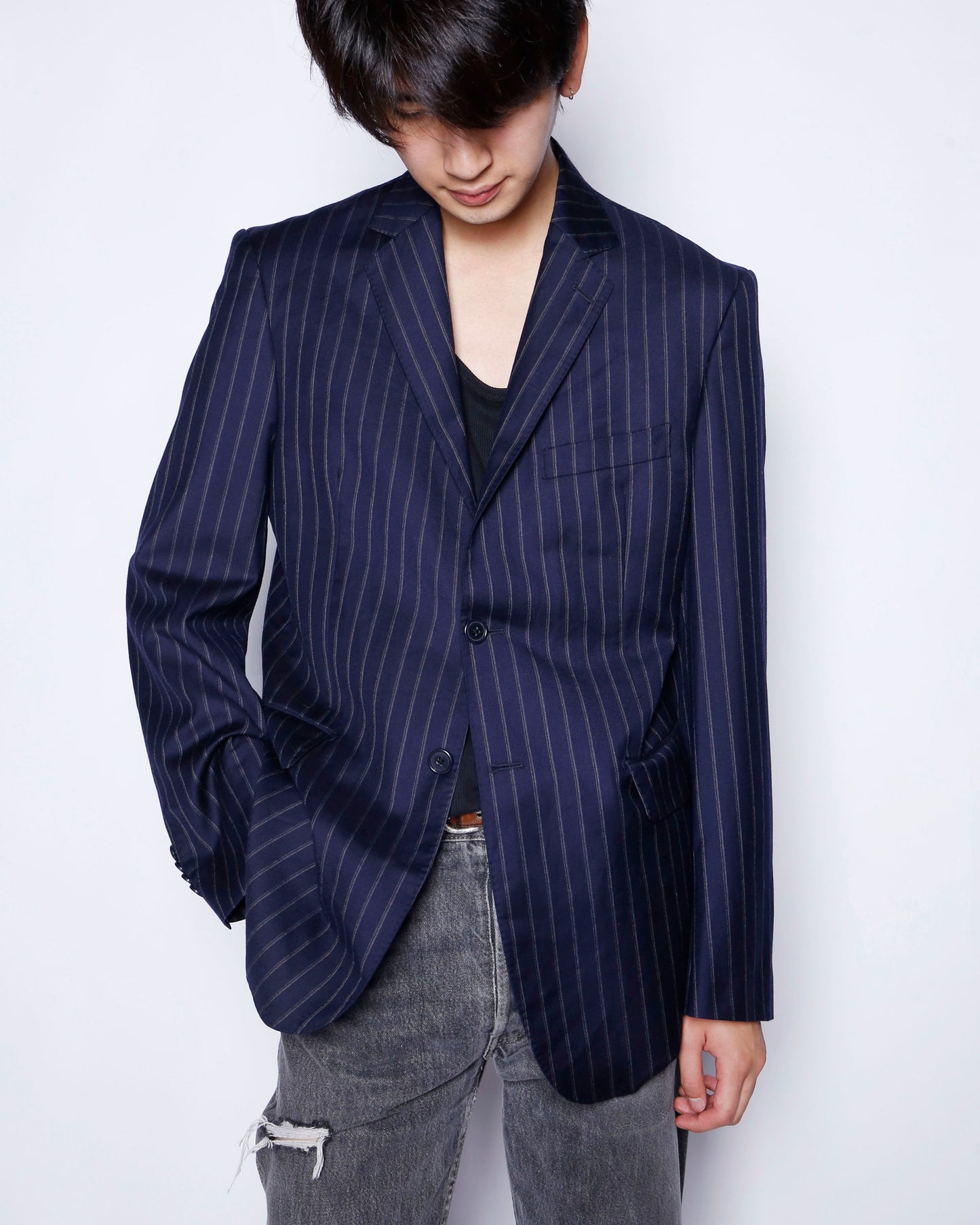 vintage 90's Yves Saint Laurent stripe 2b single tailored jacket