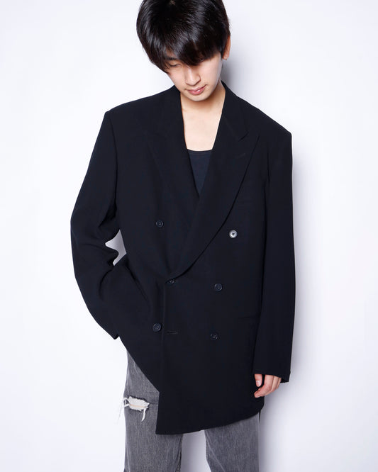 vintage collarless double breasted tailored jacket