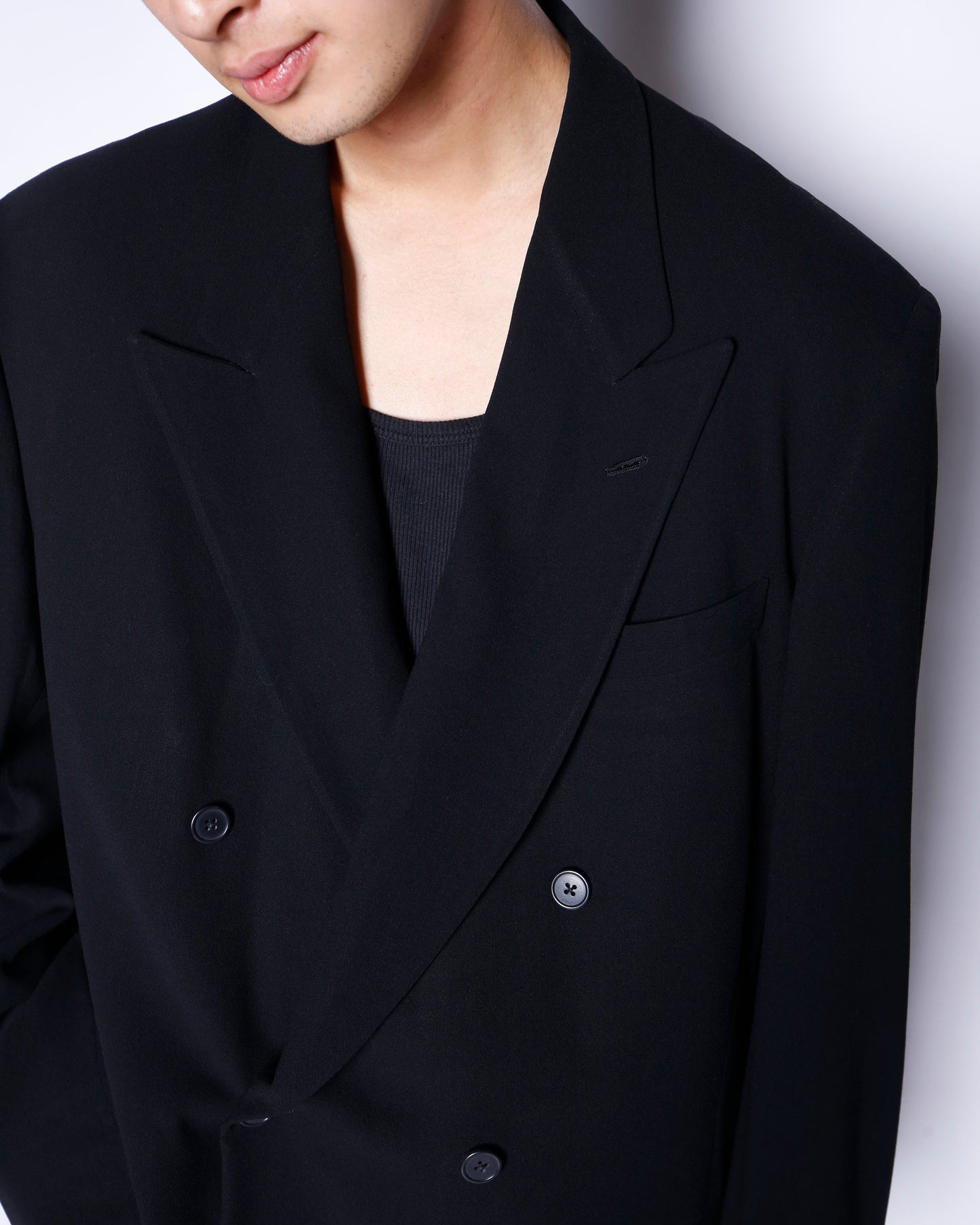 vintage collarless double breasted tailored jacket