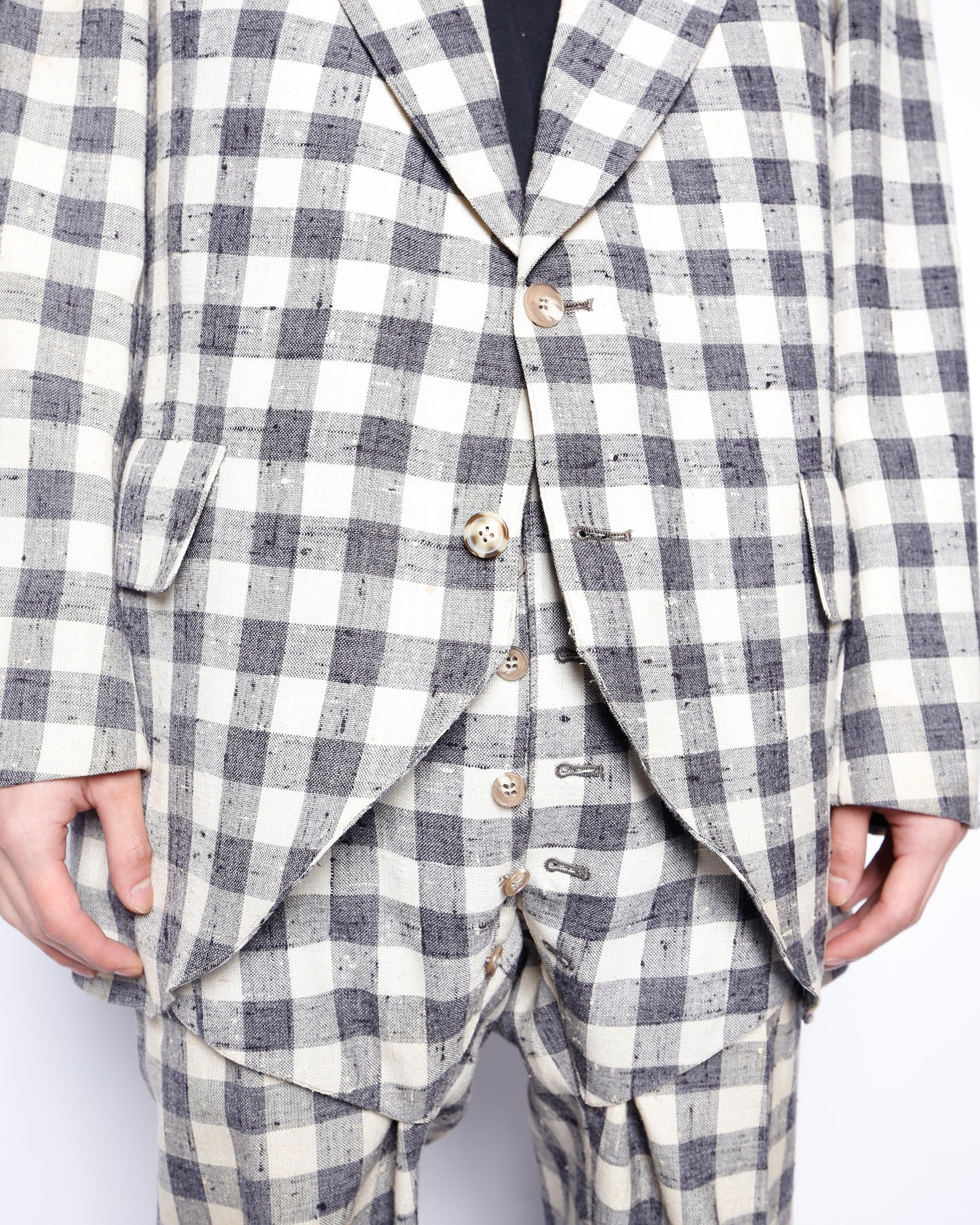 vintage 70's block check layered flare set up