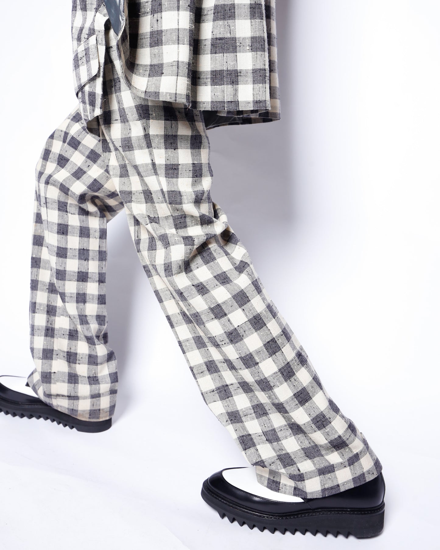 vintage 70's block check layered flare set up