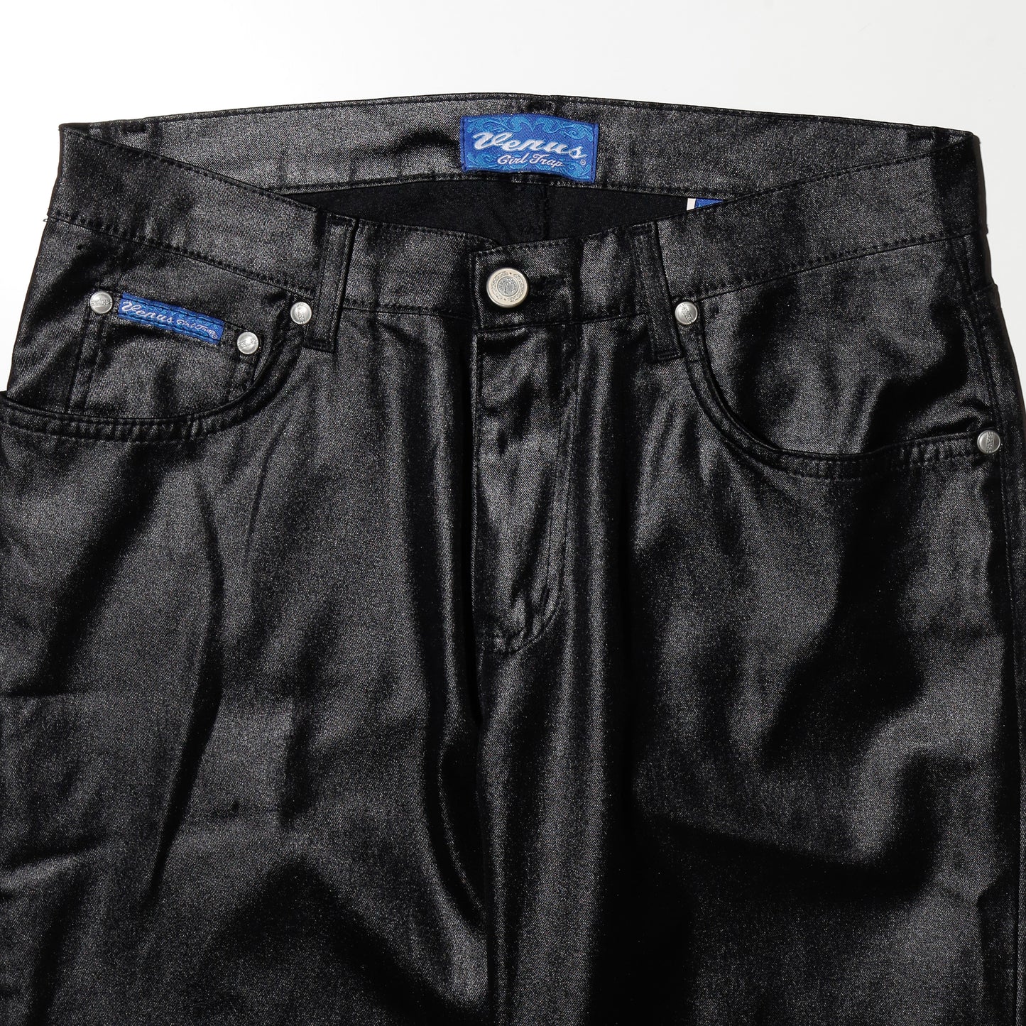 vintage coating stretch flare trousers