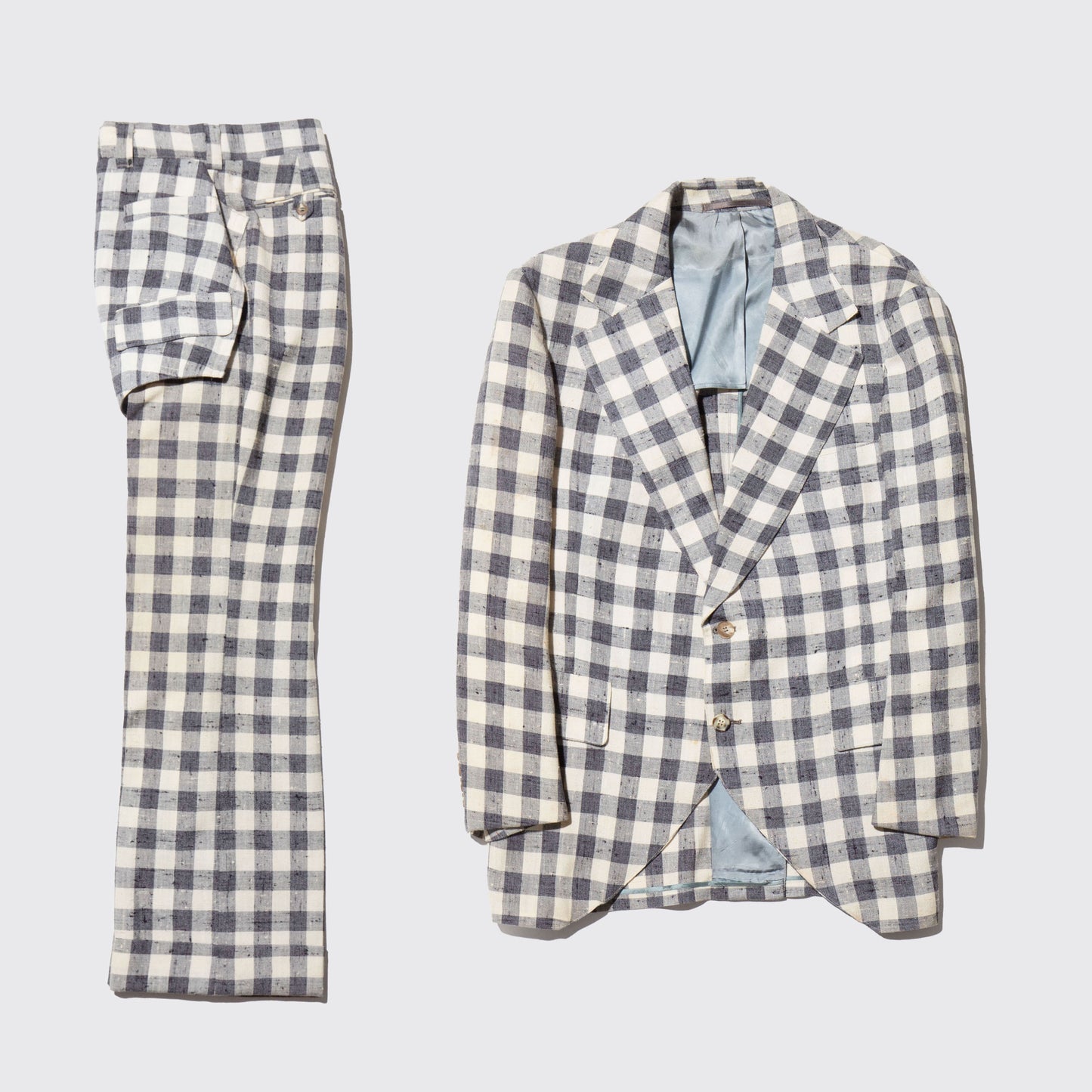 vintage 70's block check layered flare set up