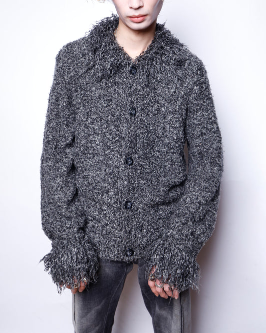 vintage fuzzy collar frost knit jacket