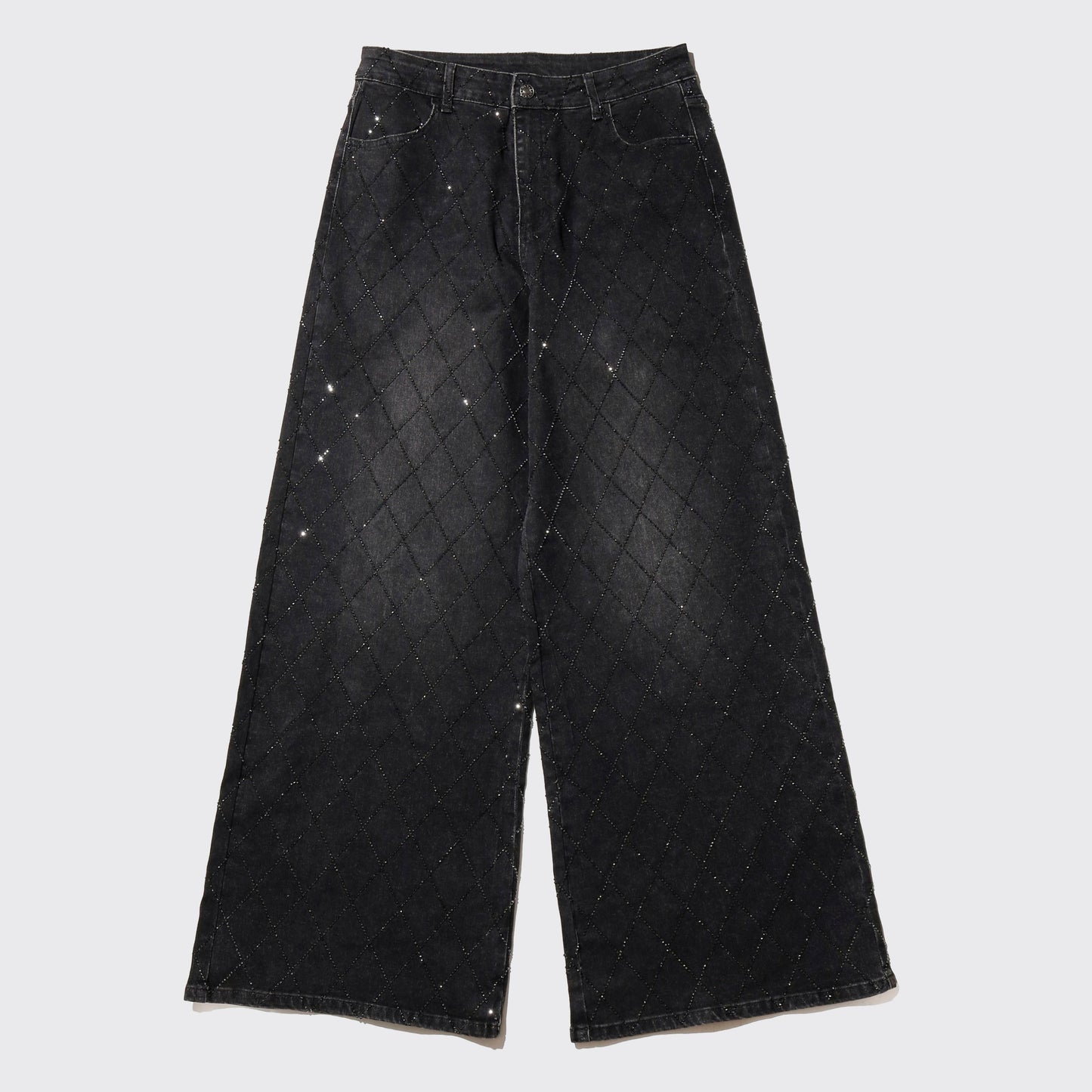 vintage shinny dia quilt baggy jeans