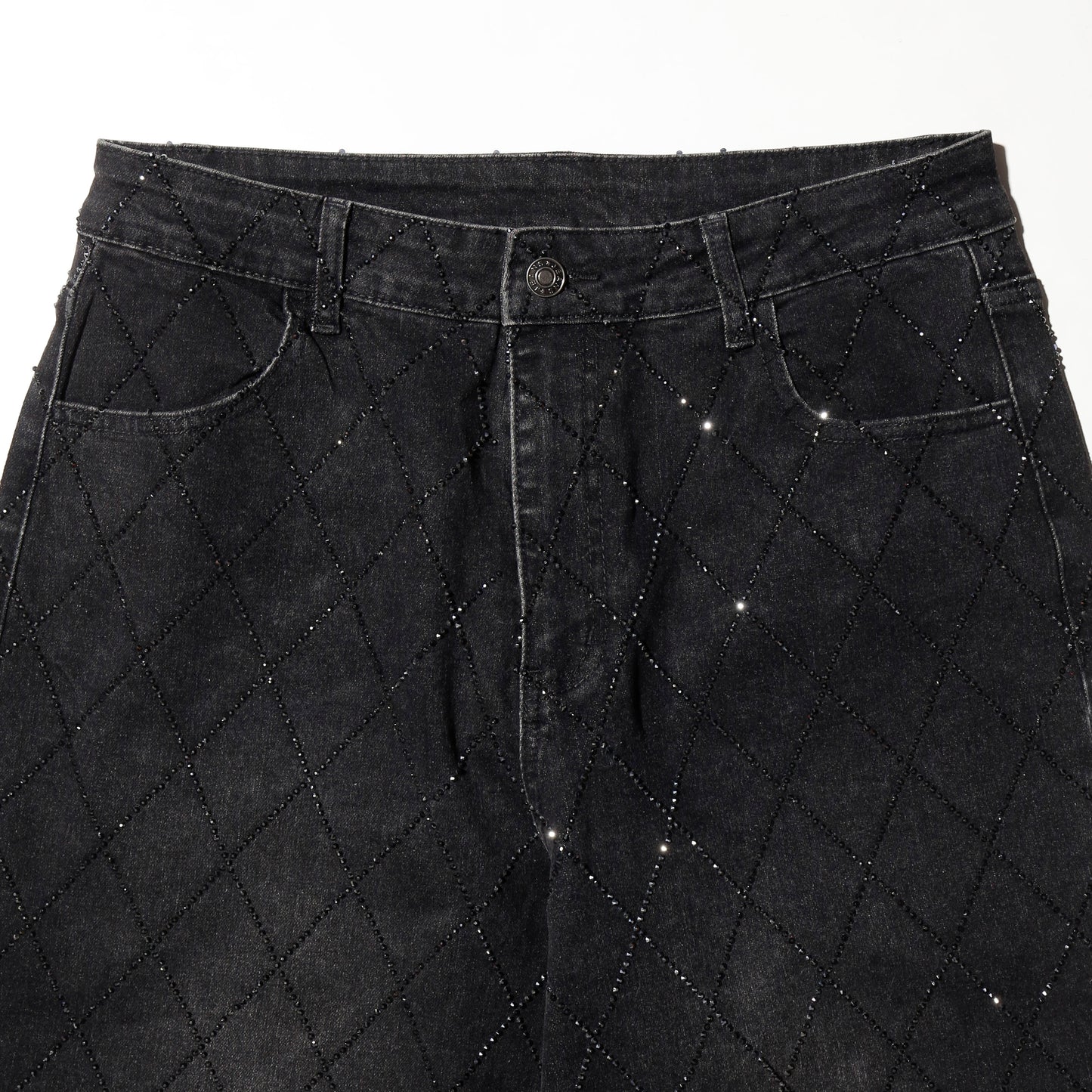 vintage shinny dia quilt baggy jeans