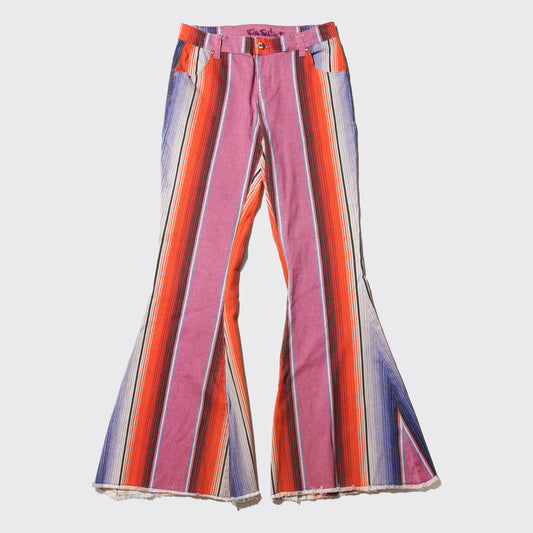 vintage low rise serape stripe mega flare trousers