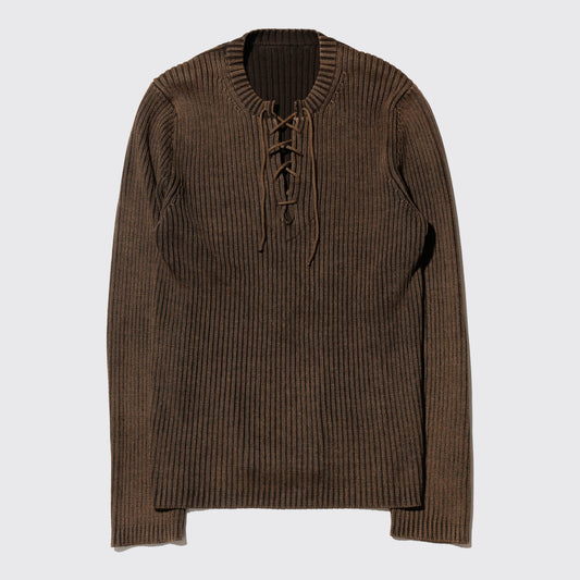vintage acid lace up rib sweater