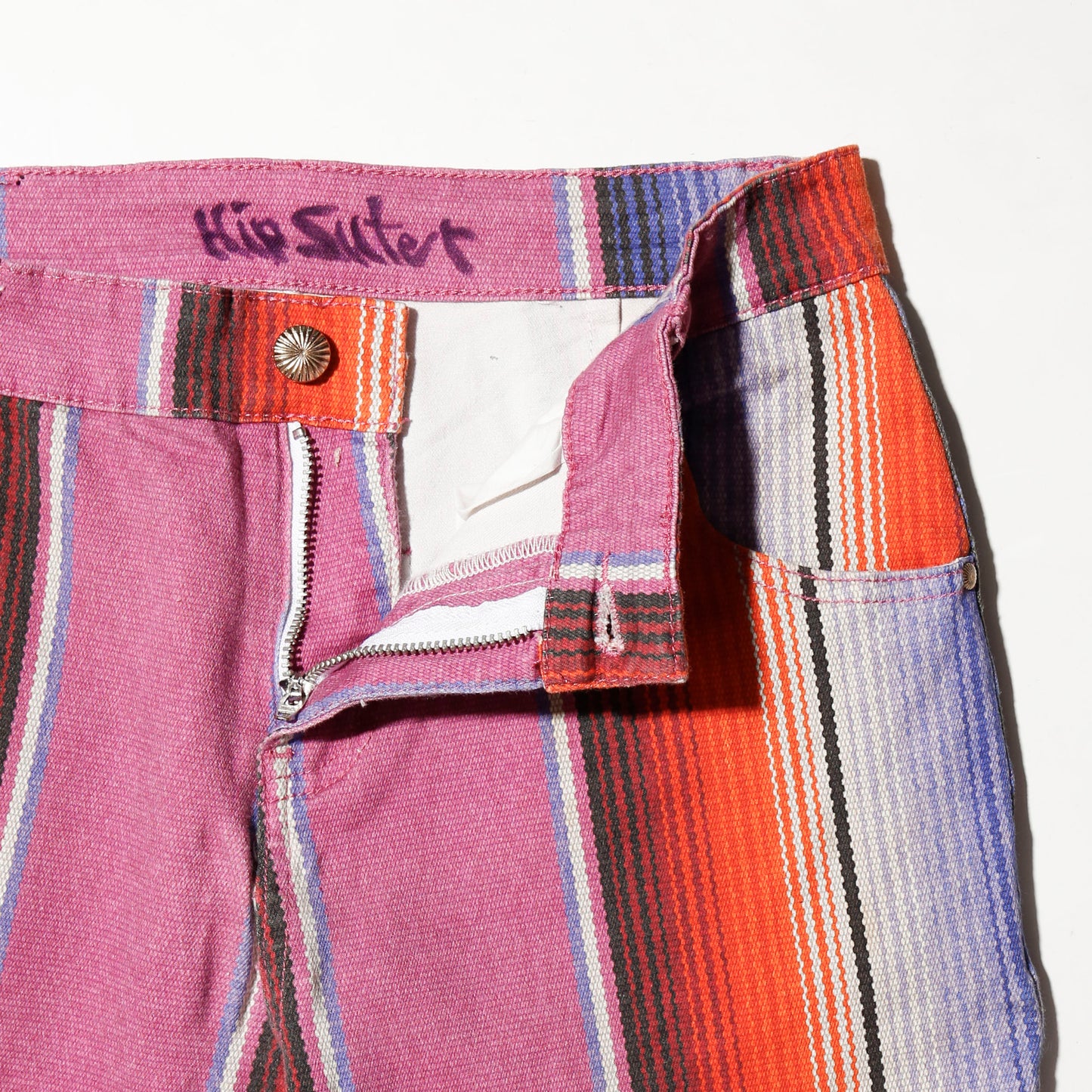 vintage low rise serape stripe mega flare trousers