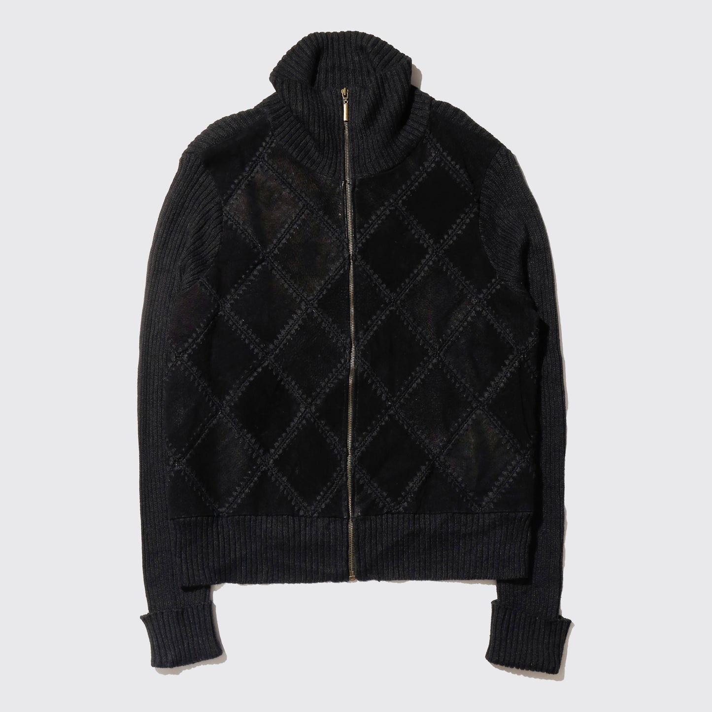 vintage dia suede combi knit jacket