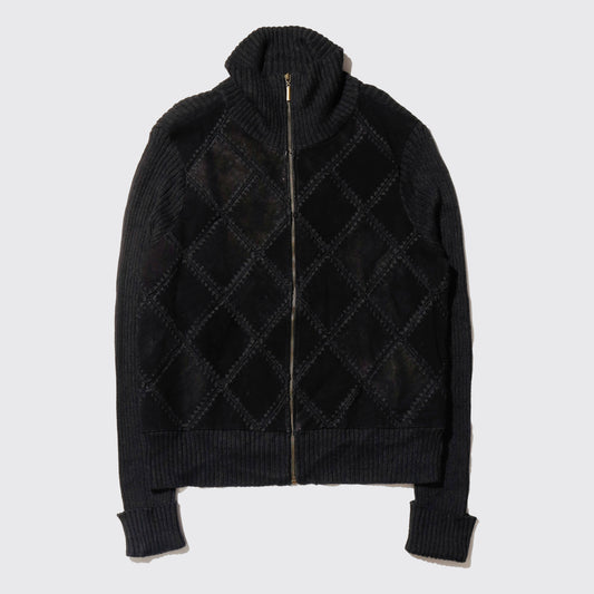 vintage dia suede combi knit jacket