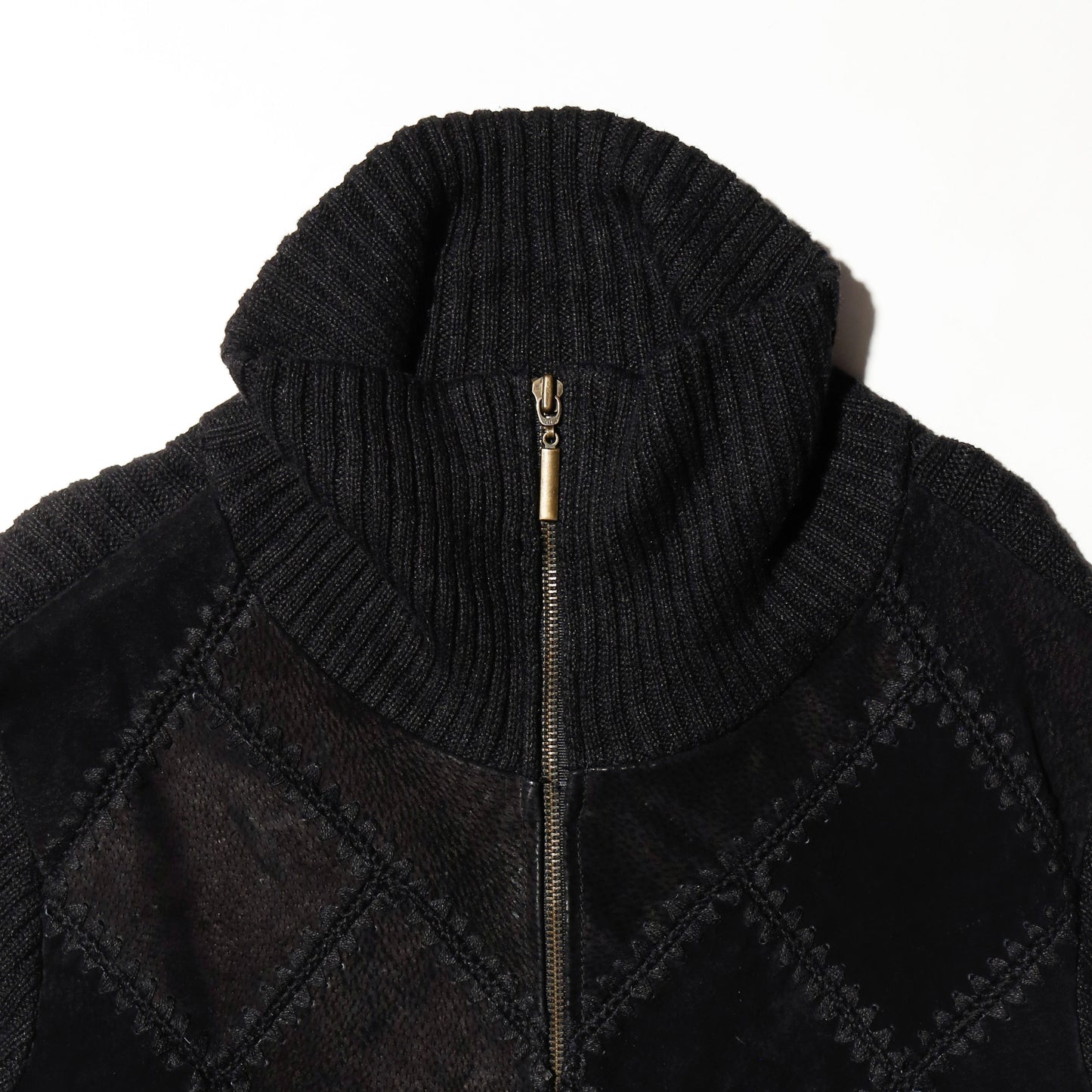 vintage dia suede combi knit jacket