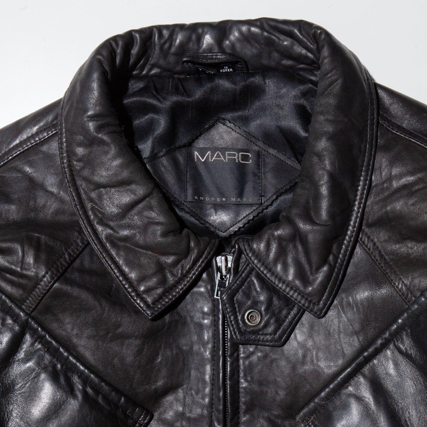 vintage big pocket loose leather jacket