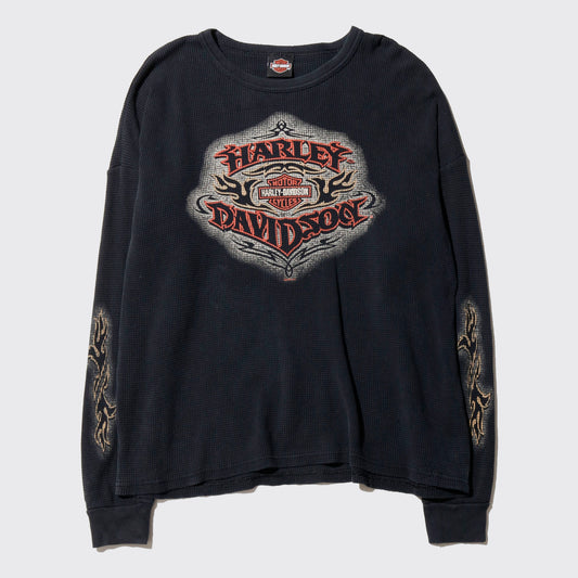 vintage harley-davidson flame tribal thermal l/s