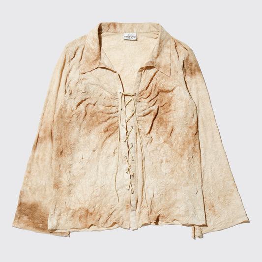 vintage acid wrinkle lace up shirt
