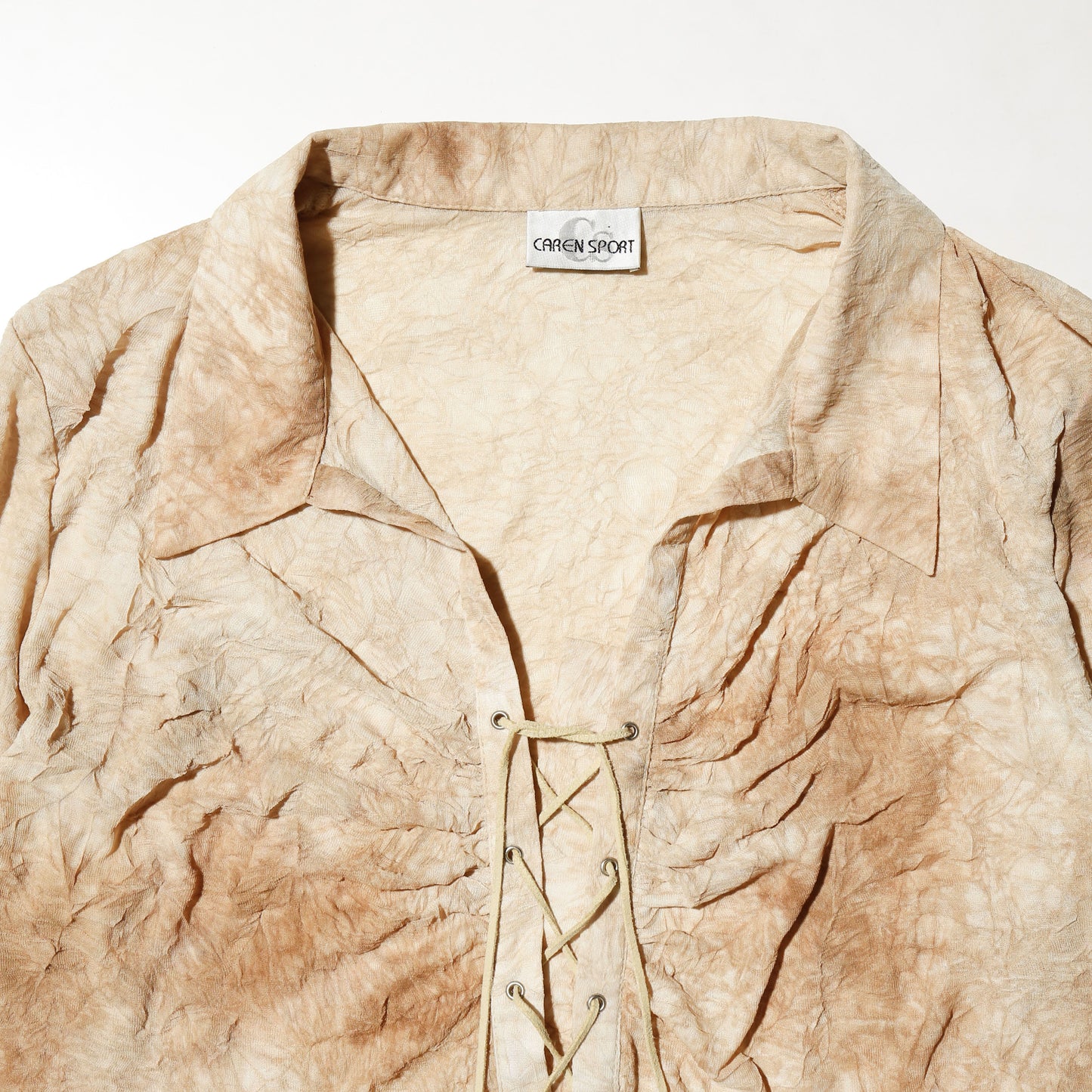 vintage acid wrinkle lace up shirt
