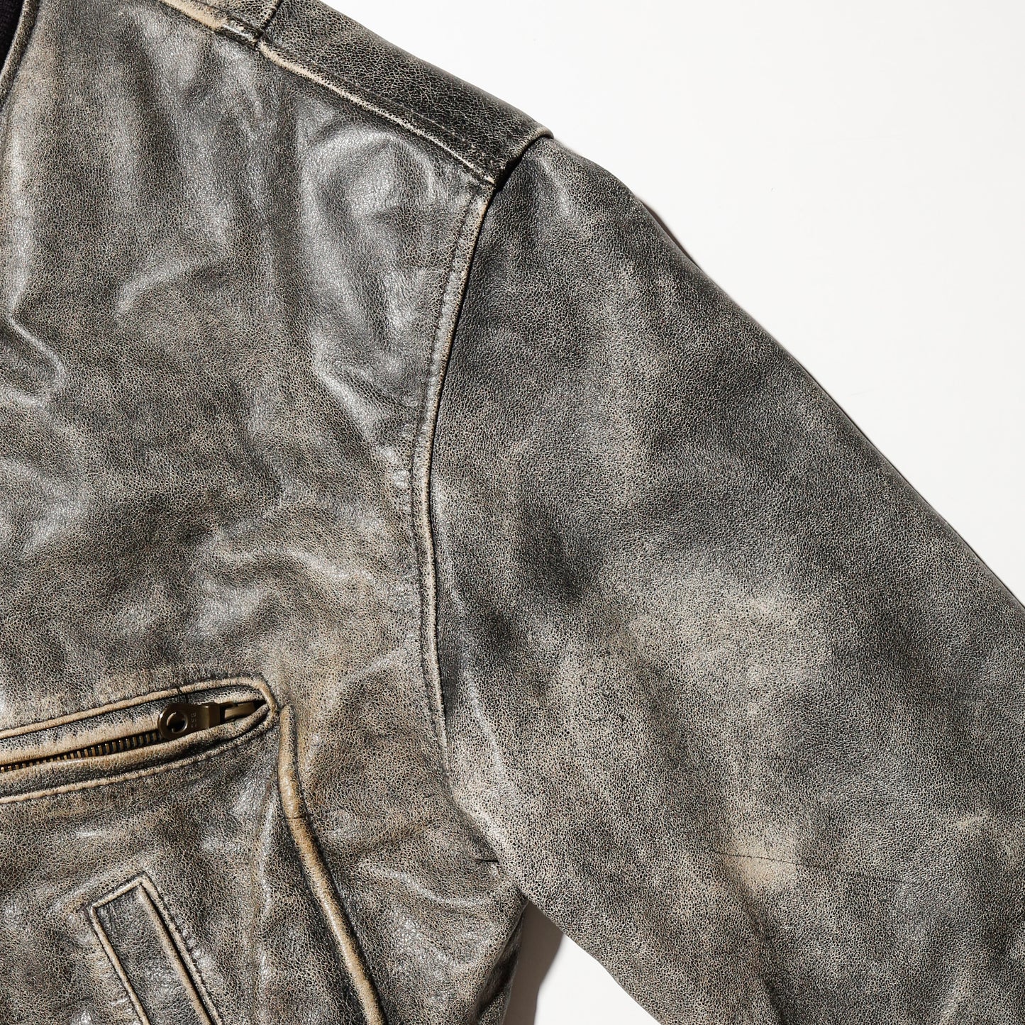 vintage faded leather bomber jacket
