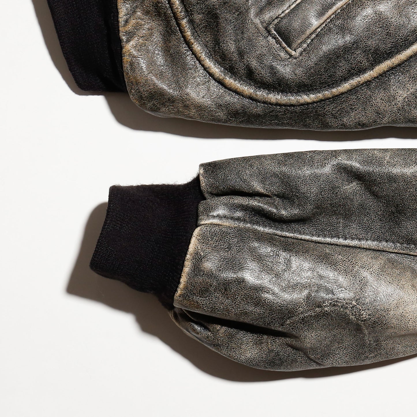 vintage faded leather bomber jacket