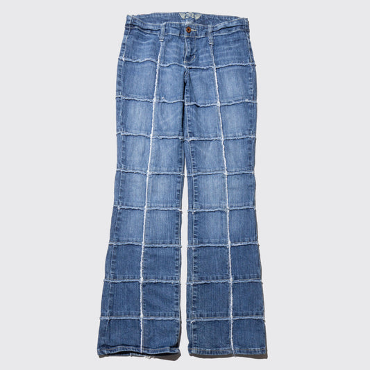 vintage grid low rise flare jeans