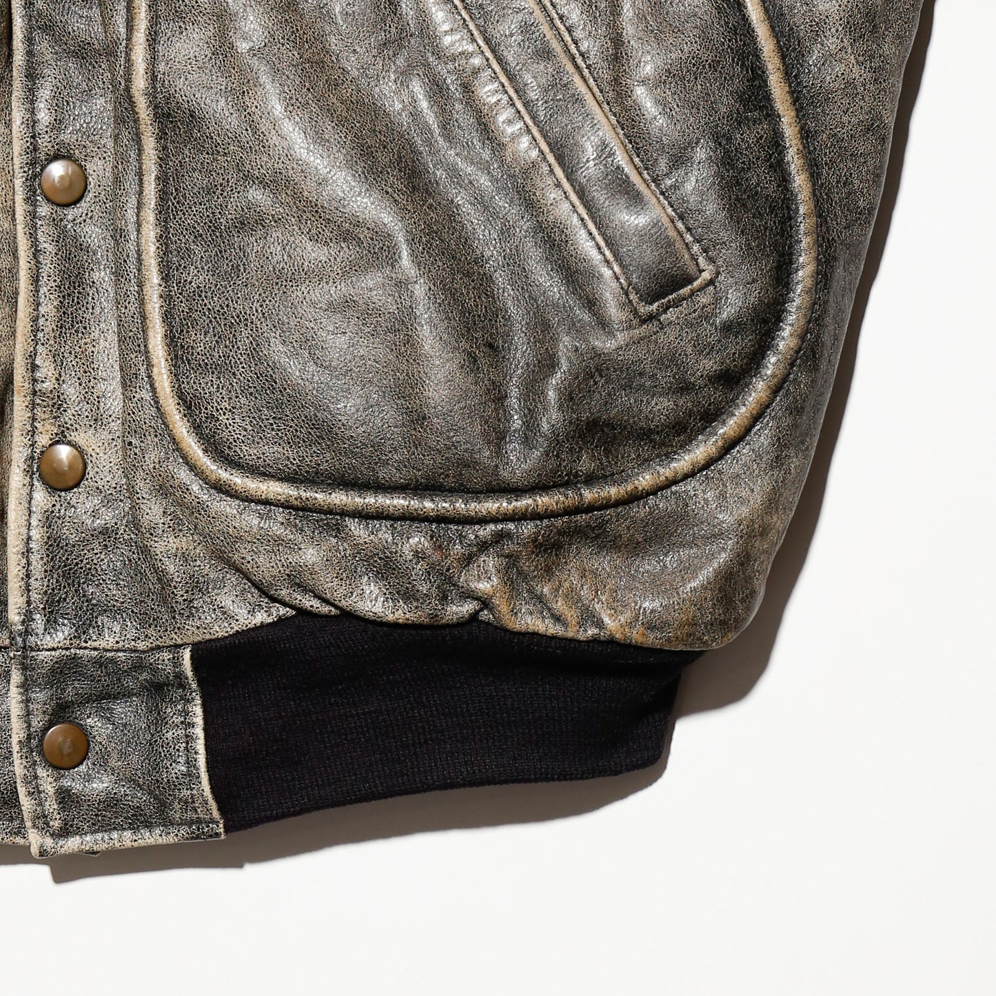 vintage faded leather bomber jacket