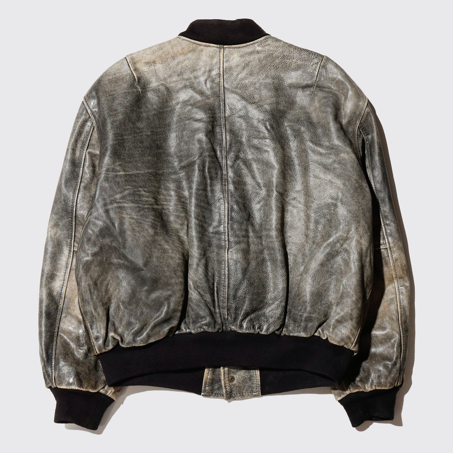 vintage faded leather bomber jacket