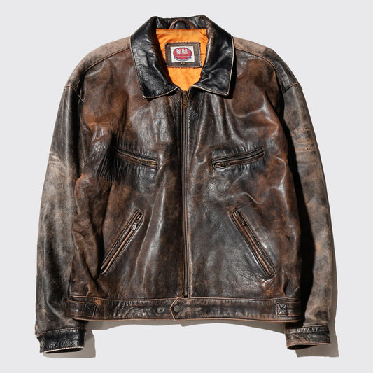 vintage fadded aviator leather jacket